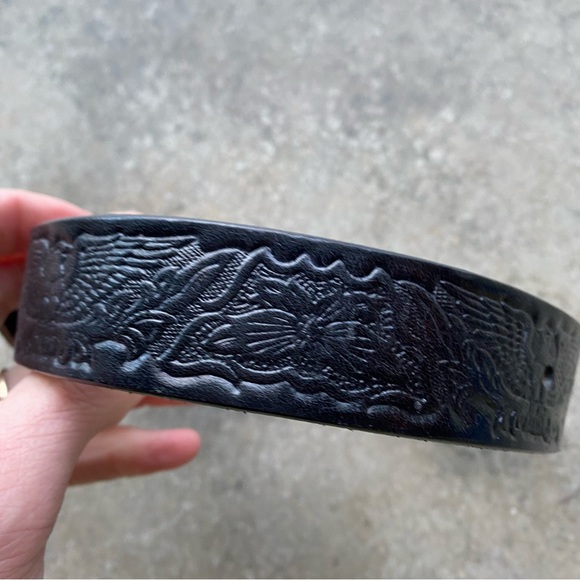 Vintage Dog Collar Hand-tooled Leather Eagle - Picture 3 of 10
